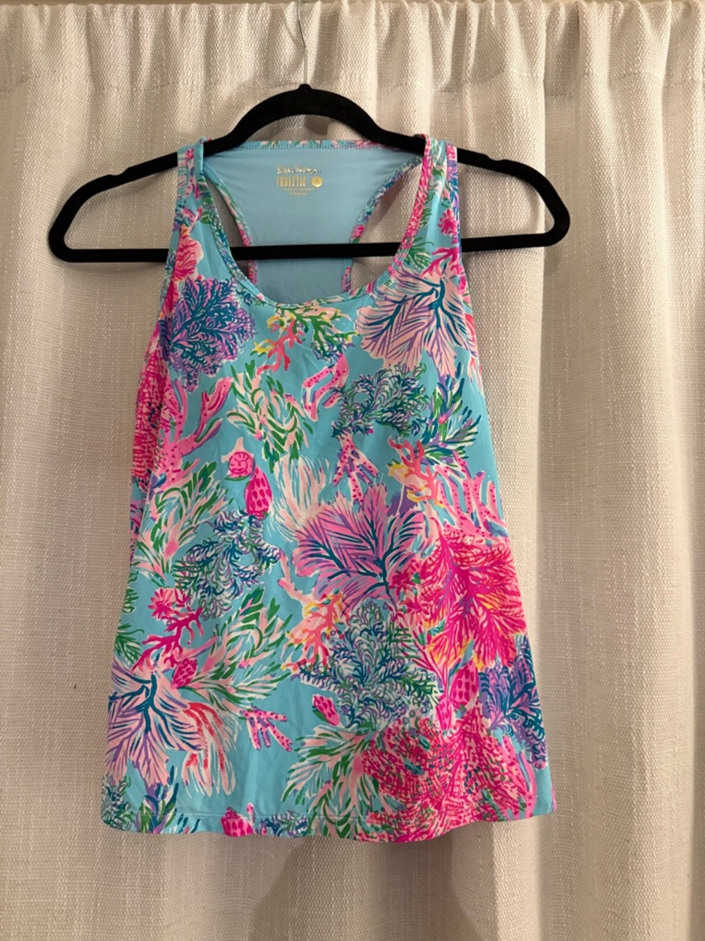 Lilly Pulitzer Luxletic Asana Bra Tank in Celestial Blue Cay to My Heart size S